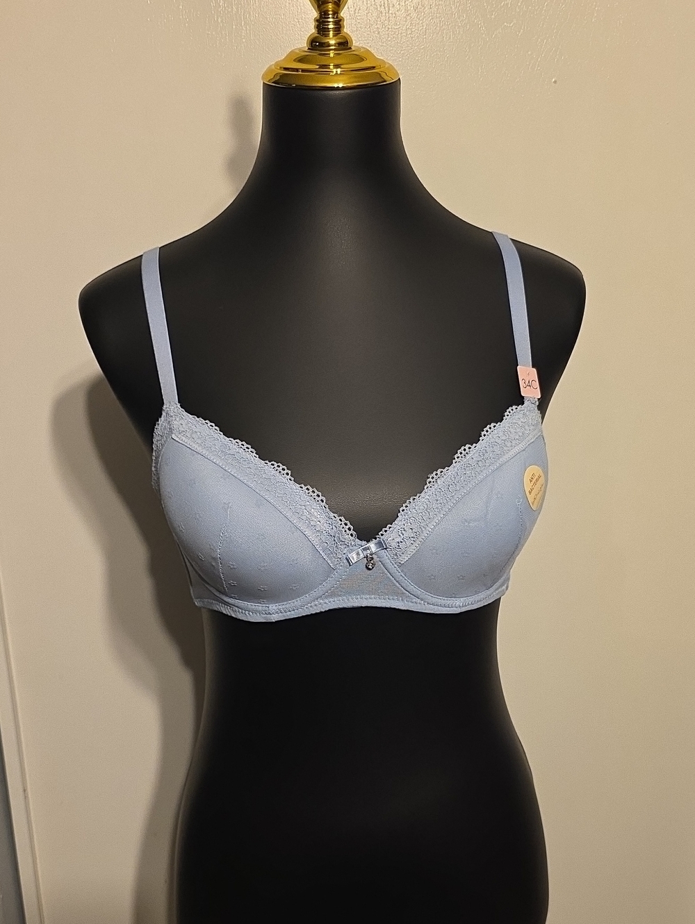 Splash Pale Blue Lace-Trim Underwire Bra